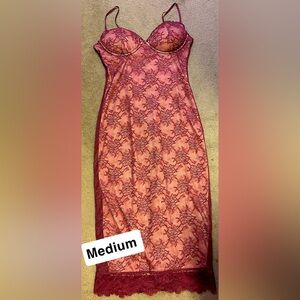 Elegant Lace Overlay Skirt - Red and Pink